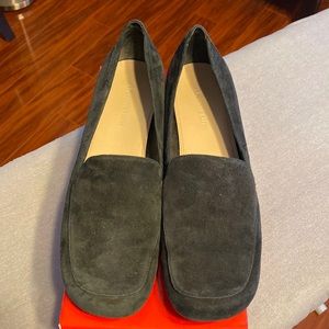 Black suede loafers